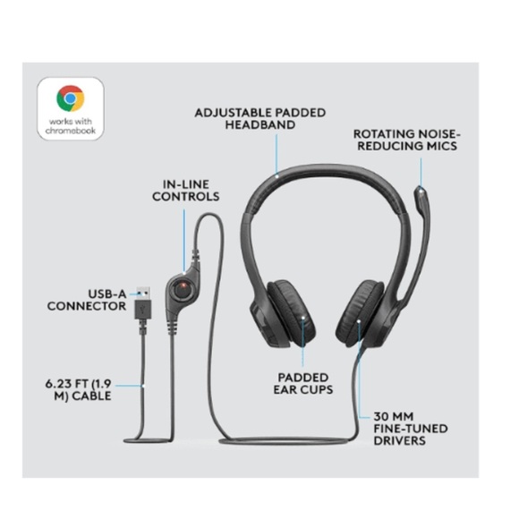 🎧 Logitech H390 USB Headset with Noise-Canceling Mic | Comfortable & Adjustable - Picture 4 of 6